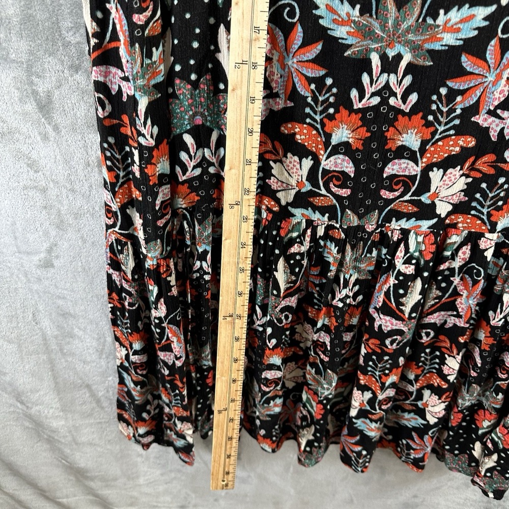 New York & Company Maxi Dress Women's M / L Black w/ Orange Blue Floral Print - Picture 6 of 10
